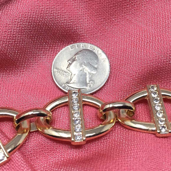 Gold Pave Crystal Link Bracelet 7โ 8โ New Toggle - Picture 6 of 6